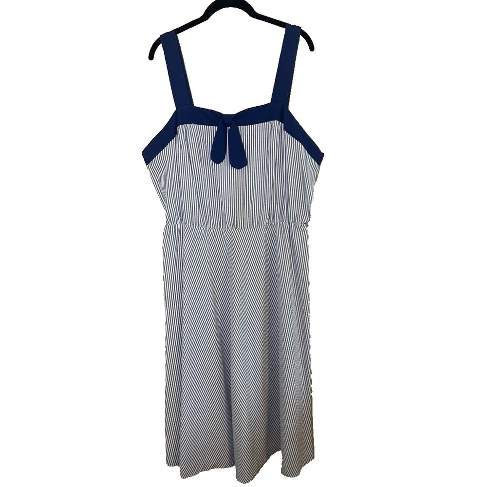 Vintage Handmade Tank Striped Dress L Sailor Coastal Nautical Retro Mod Classic